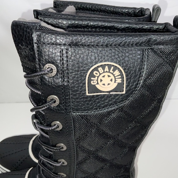 NWOB Women’s Global Win Lace Up Black Winter Snow Boots Size 5.5 - Picture 10 of 10